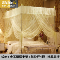 新款三开宫廷蚊帐家用1.8m床双人加密加厚1.5米公主风纹账落地 三维工匠
