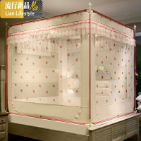新款坐床拉链蒙古包蚊帐防摔1.8m床家用公主风1.5米加密加厚支架 三维工匠
