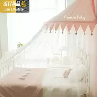 ins儿童圆顶公主风免安装蚊帐吊顶棉蚊帐拉链式1.8床幔家用卧室 三维工匠