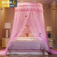 免安装吊顶圆顶公主风加密蚊帐双人家用1.5/1.8米床落地吸顶蚊帐 三维工匠