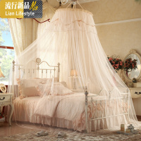 圆顶吊顶蚊帐加密加厚宫廷公主风双人家用1.5m/1.8m床落地免安装 三维工匠