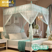 新款蚊帐家用三开拉链1.8m床1.5m蒙古包儿童防摔坐床式支架纹账 三维工匠