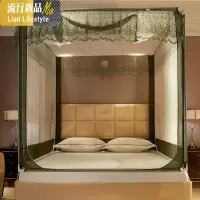 蚊帐加厚加密三开1.8m床家用儿童防摔2米1.5蒙古包帐子拉链纹账 三维工匠