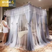 家用蚊帐公主风落地式1.8m欧式三开宫廷方密加厚1.5m床纱帐 三维工匠