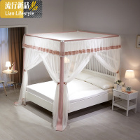 中式蚊帐1.8m床家用宫廷落地欧式伸缩三开1.5支架公主风2米纹帐 三维工匠