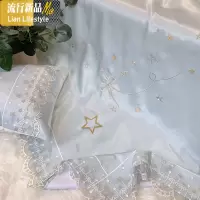 小清新夏季可水洗冰丝凉席三件套折叠式星星蕾丝花边双人空调软席 三维工匠凉席/凉枕