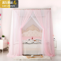新款粉白色美少女心公主风蚊帐网纱床幔1.5m床上用品1.8米漂亮0.9 三维工匠