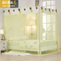 简约网红家用落地加密蚊帐防蚊虫1.5m1.8m床带支架防尘布顶单开 三维工匠