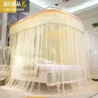 蚊帐白色U型伸缩家用公主风床幔加密加厚支架落地1.5m1.8米床双人 三维工匠