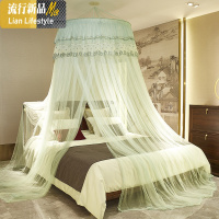 欧式宫廷吊顶蚊帐圆顶落地公主风吸顶免安装1.5m/1.8米床双人家用 三维工匠