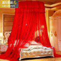 家用免安装宫廷吊顶蚊帐公主风圆密1.5m1.8m三开床幔吊帐 三维工匠