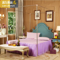 不锈钢支架1.2/1.5/1.8/2.0m米床方顶宫廷三开落地蚊帐杆子加厚 三维工匠