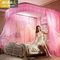 2018新款网红ins宫廷u型导轨公主蚊帐1.5米1.8床双人家用加密加厚 三维工匠