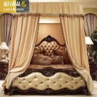 床幔宫廷欧式公主床头帘遮光床帘导轨蚊帐两用少女心家用落地幔纱 三维工匠