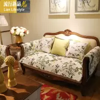 美式经典乡村棉花卉系组合沙发垫布艺家居防滑棉坐垫沙发巾套 三维工匠