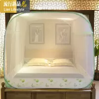 蒙古包蚊帐无底免安装家用折叠方顶双人1.8m床拉链三开回底折叠 三维工匠