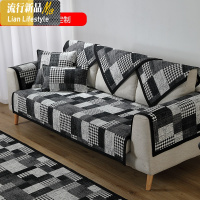 沙发垫四季通用布艺皮防滑黑白三人坐垫子北欧风格实木套罩巾靠背 三维工匠