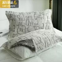 棉6层褶皱纱布枕巾一对日系棉加厚枕头巾男女学生枕头巾 三维工匠