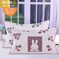 枕巾 枕巾 双层柔软无捻 卡通小兔 情侣款式 三维工匠