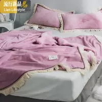 ins流苏毛毯女双人盖毯法兰绒毯子被子夏天珊瑚绒床单装饰毯薄款 三维工匠