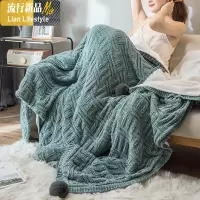 针织毛线毯子双层毛毯被子加厚保暖冬季羊羔绒珊瑚绒沙发毯 三维工匠