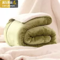 珊瑚绒毯子冬季加绒保暖双人三层仿羊羔毛毯盖毯双层加厚毛毯被子 三维工匠