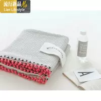 ins风棉华夫格法莱绒毛毯手工球球少女心沙发盖毯办公室车用毯 三维工匠