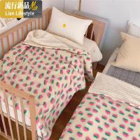 ins婴儿小毛毯儿豆豆安抚午睡毯子秋冬加厚宝宝外出盖毯 三维工匠