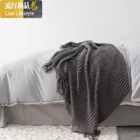 样板房间针织流苏搭毯搭巾盖毯沙发巾床尾毯床尾旗酒店披毯毛毯子 三维工匠