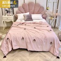 可爱卡通刺绣柔软天丝夏凉被春夏季薄款可机洗丝滑双人空调被 三维工匠被子