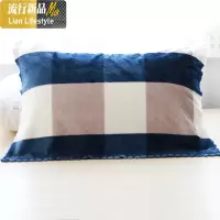 枕巾单条珊瑚绒冬季加厚枕头毛巾英伦格纹法兰绒单人学生情侣枕巾 三维工匠