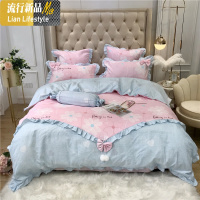 网红款蝴蝶结四件套蕾丝公主风棉床单被套棉4件套床上用品 三维工匠