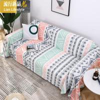 棉沙发盖布四季通用套罩巾样板间简约几何包盖沙发垫 三维工匠 巴洛克-绿 200*200cm