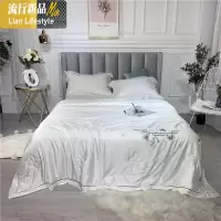 天丝冰丝空调被绣花夏凉被夏天双人薄款冷气夏季薄被子被芯可水洗 三维工匠