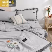 韩式简约风空调被水洗棉夏季可机人宿舍被子薄款蕾丝花边被芯 三维工匠