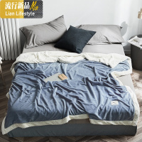 毛毯被子夏天薄款法兰绒办公室沙发午睡夏季空调珊瑚绒小毯子 三维工匠