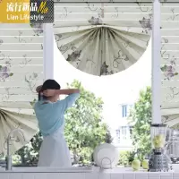 美式扇形柔纱帘罗马帘升降帘客厅书房百叶卷帘窗帘遮阳免打孔定制 三维工匠