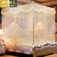 蚊帐三开拉链方顶公主风1.5米1.8m床双人家用蒙古包坐床纹帐 三维工匠