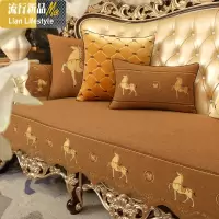 欧式沙发垫高端轻奢坐垫样板间四季通用防滑真皮美式套罩 三维工匠