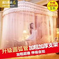 伸缩蚊帐U型加密加厚网红2018新款支架公主风1.5米1.8m床双人家用 三维工匠