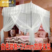 落地式宫廷蚊帐加密新款公主风家用三开1.5m1.8米床不锈钢支架 三维工匠
