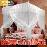 落地式宫廷蚊帐加密新款公主风家用三开1.5m1.8米床不锈钢支架 三维工匠