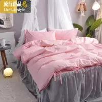 韩式公主风蝴蝶结被套棉四件套网红少女心蕾丝床裙床单床上ins 三维工匠