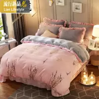 法兰绒四件套网红女加厚保暖短绒冬季水晶珊瑚绒被套床单床上用品 三维工匠
