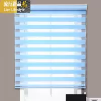 折叠窗帘免打孔安装百叶窗帘北欧客厅浴室防水双层遮光卫生间升降 三维工匠