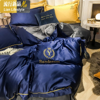 欧式风格冰丝丝滑绸缎四件套床上用品网红款床单被套天丝套件 三维工匠