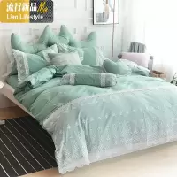 韩版蕾丝床上用品四件套棉公主风床单被罩棉色被套结婚床品 三维工匠