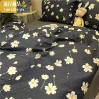 复古小雏菊藏蓝色小碎花四件套棉棉1.5m耐脏被套床单民宿田园 三维工匠