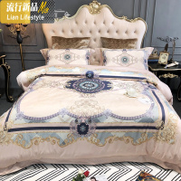 欧式数码印花长绒棉四件套双人被套1.5m样板房床上用品棉4 三维工匠