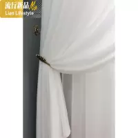 新款泡泡纱透光不透人加厚白纱北欧轻奢卧室客厅条纹窗纱窗帘成品 三维工匠